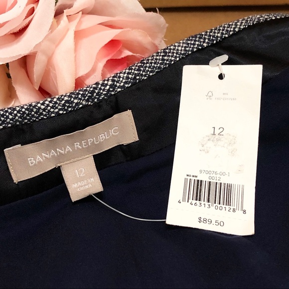 NEW Banana Republic Navy Tweed Skirt 12 - Picture 3 of 5